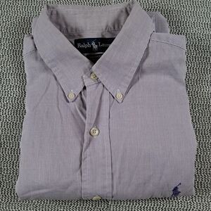 Ralph Lauren Shirt Mens Large 16-34/35 Purple Pin Stripe Yarmouth LS Purple Pony